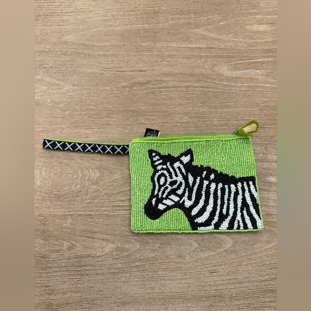 2 chic green beaded pouch